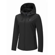 GEO-THERM Womens Softshell Jacket Hooded Waterproof Lightweight Windbreaker Jacket for Outdoor Hiking Camping