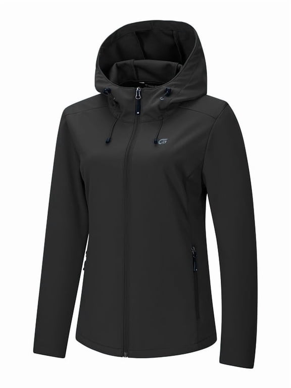 Women's Softshell Jacket Hooded Waterproof Lightweight Windbreaker Jacket for Outdoor Hiking Camping