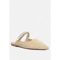 thumbnail image 1 of GEODE Pearl Embellished Slip On Mules In Beige, 1 of 7