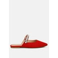 thumbnail image 1 of GEODE Pearl Embellished Slip On Mules In Red, 1 of 8