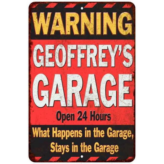 GEOFFREY'S Garage Warning Man Cave Wall Decor 12x18 Metal Sign 112180030371