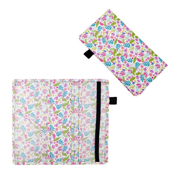 Women's Spring Floral Print Car Registration and Insurance Holder, Faux Leather Document Organizer, Auto Compartment Accessories for Essential Information, Driver's License Cards
