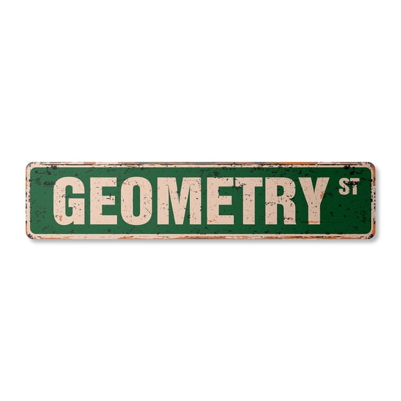 GEOMETRY Vintage Aluminum Street Sign mathematics teacher professor math geometer rustic metal tin | Indoor/Outdoor | 18" Wide