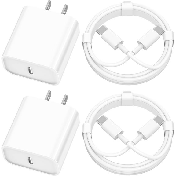 GEONAV iPhone 16 15 Charger Fast Charging, 2Pack 20W USB-C Fast Charger Block Type-C Wall Charger with 6FT Type-C Cable Compatible With iPhone 16/16 Pro/16 Pro Max/15/15 Pro/iPad Pro/AirPods