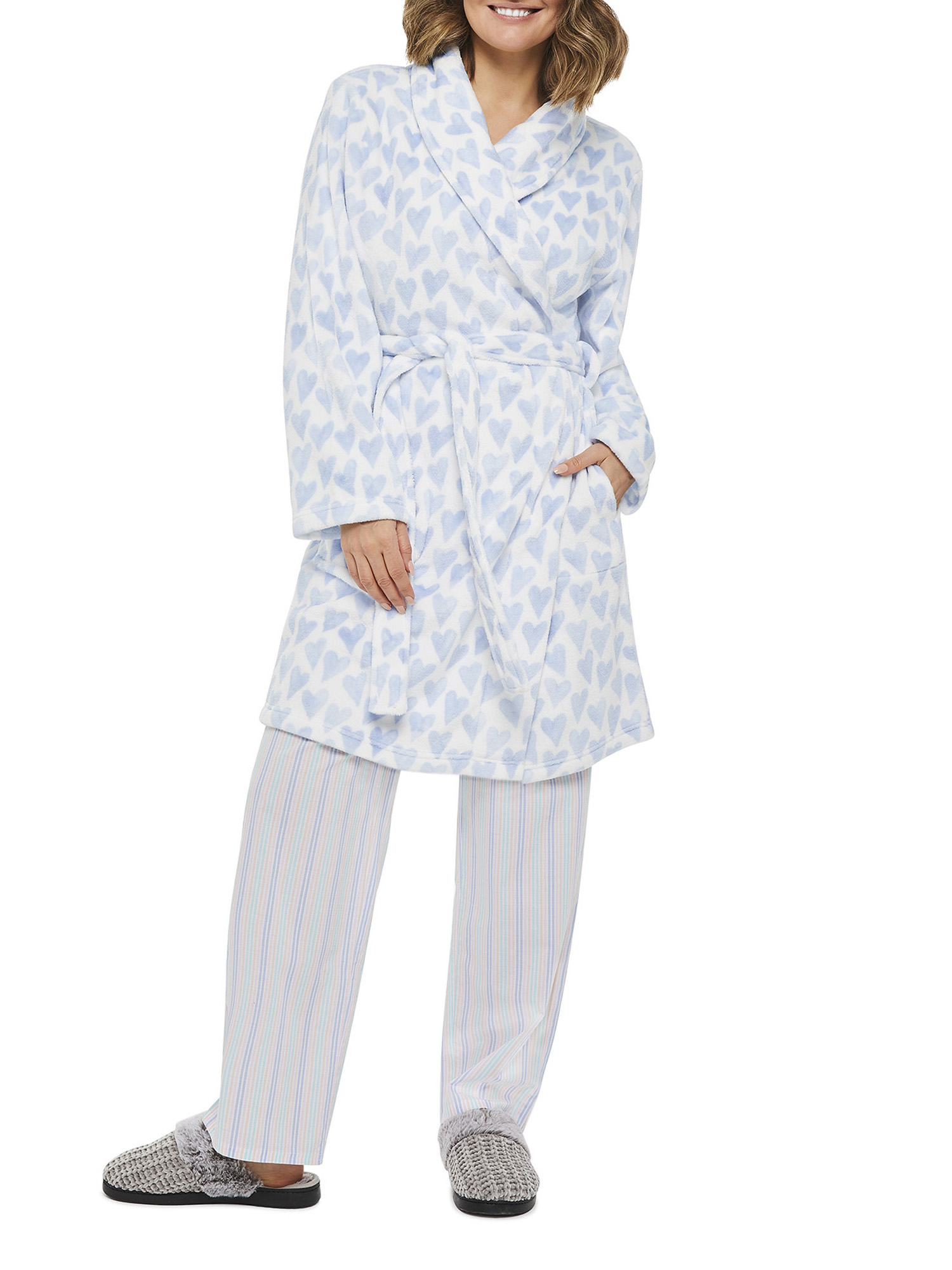 GEORGE Hearts Afternoon Polyester Robe (Women's or Women's Plus) 1 Pack - image 1 of 7