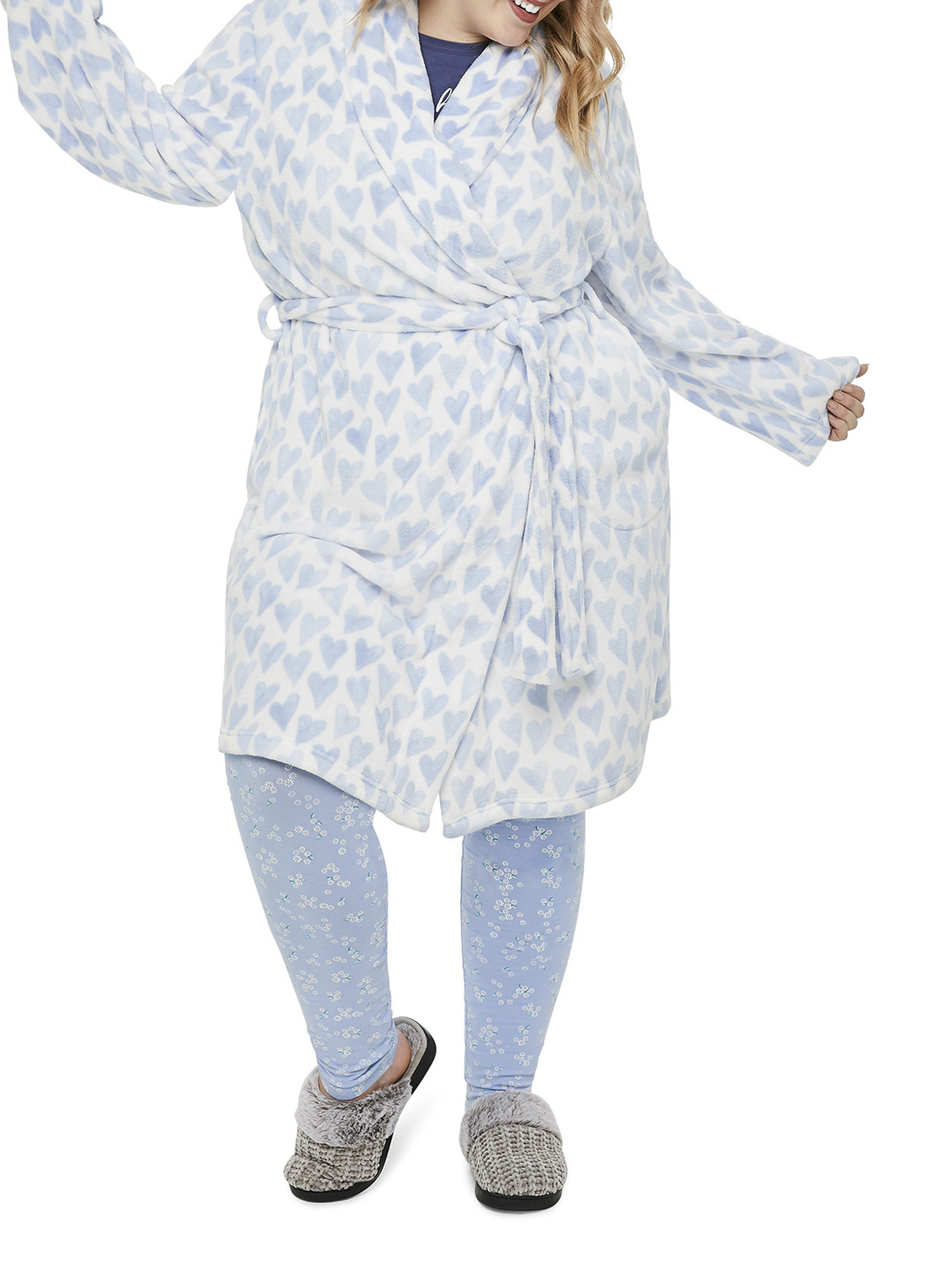 GEORGE Hearts Afternoon Polyester Robe (Women's or Women's Plus) 1 Pack - image 1 of 7