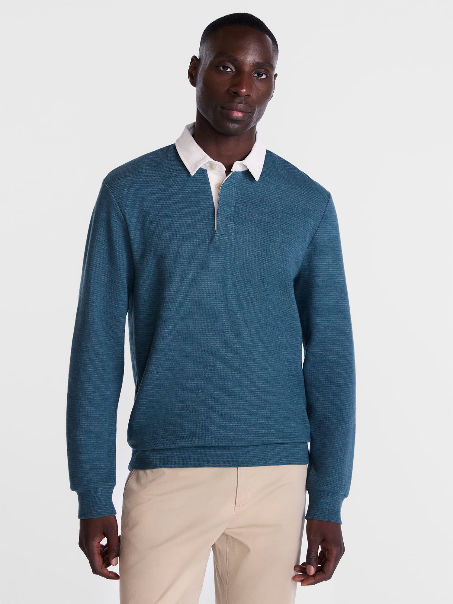 George Men's and Big Men's Rugby Shirt with Long Sleeve, Size S-3XL