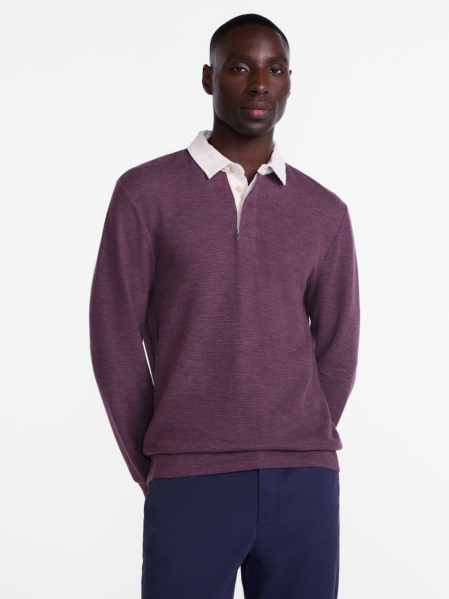 George Men's and Big Men's Rugby Shirt with Long Sleeve, Size S-6XB