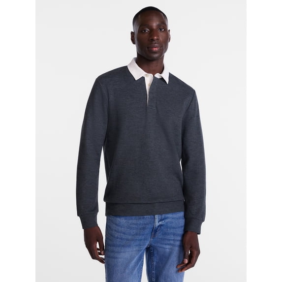 George Men's and Big Men's Rugby Shirt with Long Sleeve, Size S-6XB