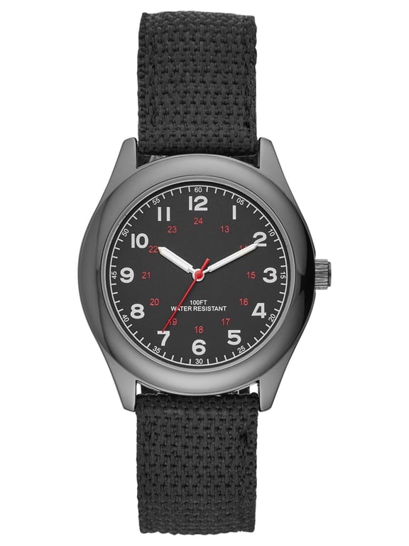 Men's Watch: Gunmetal Case, Black Easy Read Dial, Black Nylon Strap (FMDOGE005)