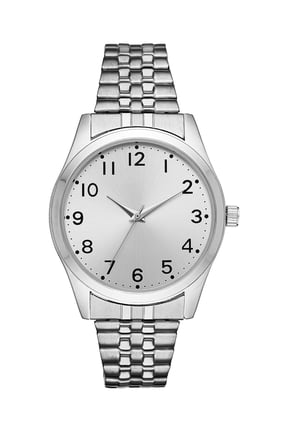 Men's Watch: Silvertone Case, Silver Easy Read Dial, Silvertone Expansion Band (FMDOGE024)