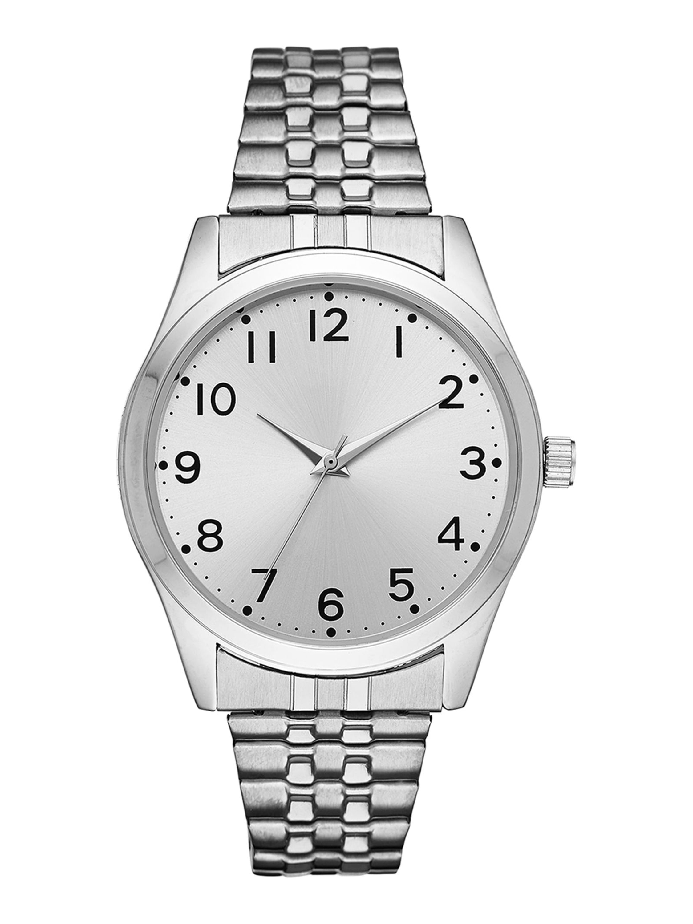 George Men's Watch: Silvertone Case, Silver Easy Read Dial, Silvertone Expansion Band (fmdoge024)