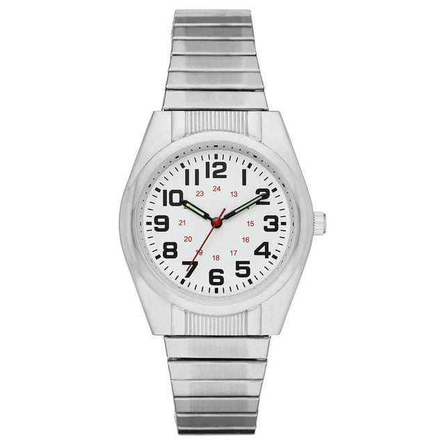 GEORGE Men's Watch: Silvertone Case, White Easy Read Dial, Silvertone Expansion Band (FMDOGE001)