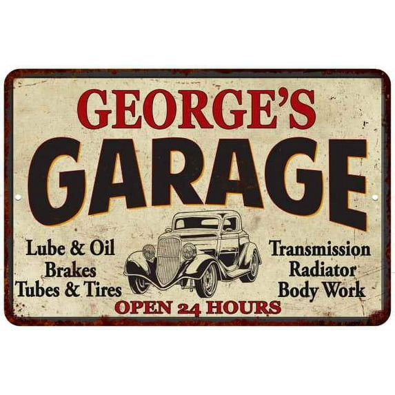 GEORGE'S Garage Man Cave Metal Sign Decor 8x12 108120014019