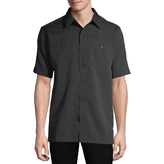 GEORGE Short Sleeve Classic Fit Polyester Button-Up Shirt (Men's or Men's Big & Tall) 1 Pack