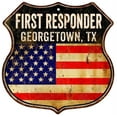 thumbnail image 1 of GEORGETOWN, TX First Responder USA 12x12 Metal Sign Fire Police 211110022564, 1 of 1
