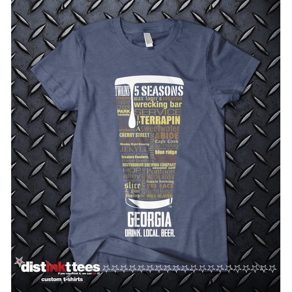 GEORGIA Beer Shirt | Typography Print | Beer Lover Gift | Navy T-Shirt Small-T-H