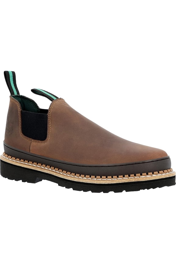 GEORGIA MEN'S ROMEO SLIP ON WORK BOOTS FULL GRAIN LEATHER DARK sz 8.5 M BROWN GB00537FC