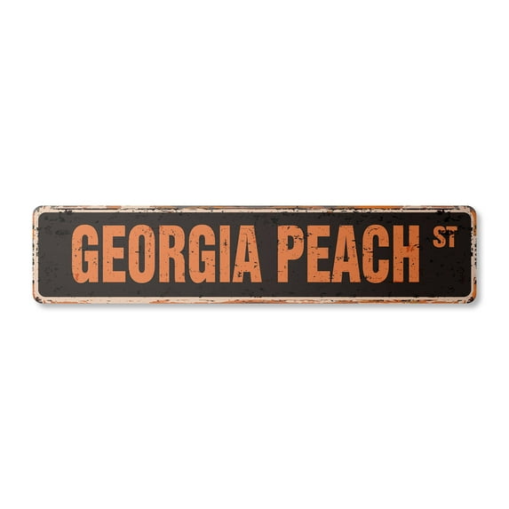 GEORGIA PEACH Vintage Aluminum Street Sign georgia lady girl southern south rustic metal tin | Indoor/Outdoor |  24" Wide