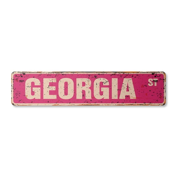 GEORGIA Vintage Aluminum Street Sign Childrens Name Room Metal Sign rustic metal tin | Indoor/Outdoor | 24" Wide