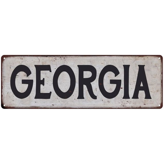 GEORGIA Vintage Look Rustic Metal 8x24 Sign City State 108240041092