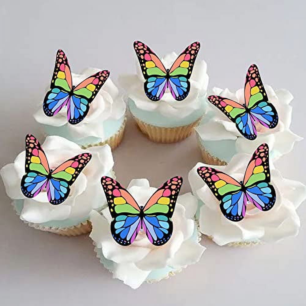 Flying Butterfly Cake Decorations, Fondant Butterflies on wires, Butterfly  Cake Toppers, Butterfly CupCake Toppers, Handmade Edible