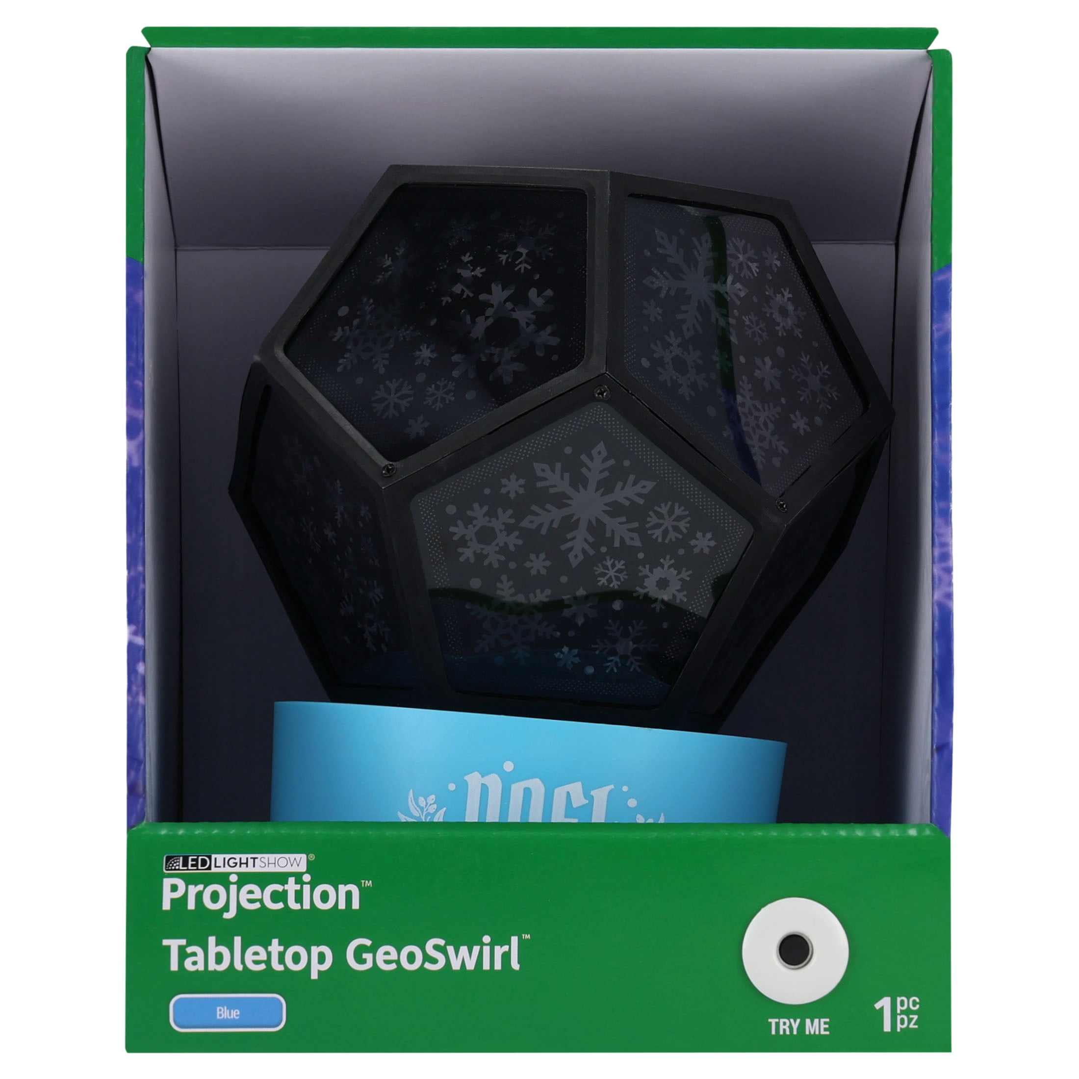 Christmas Tabletop Geo Swirl Snowflake Lightshow Illuminations Blue Projector Light