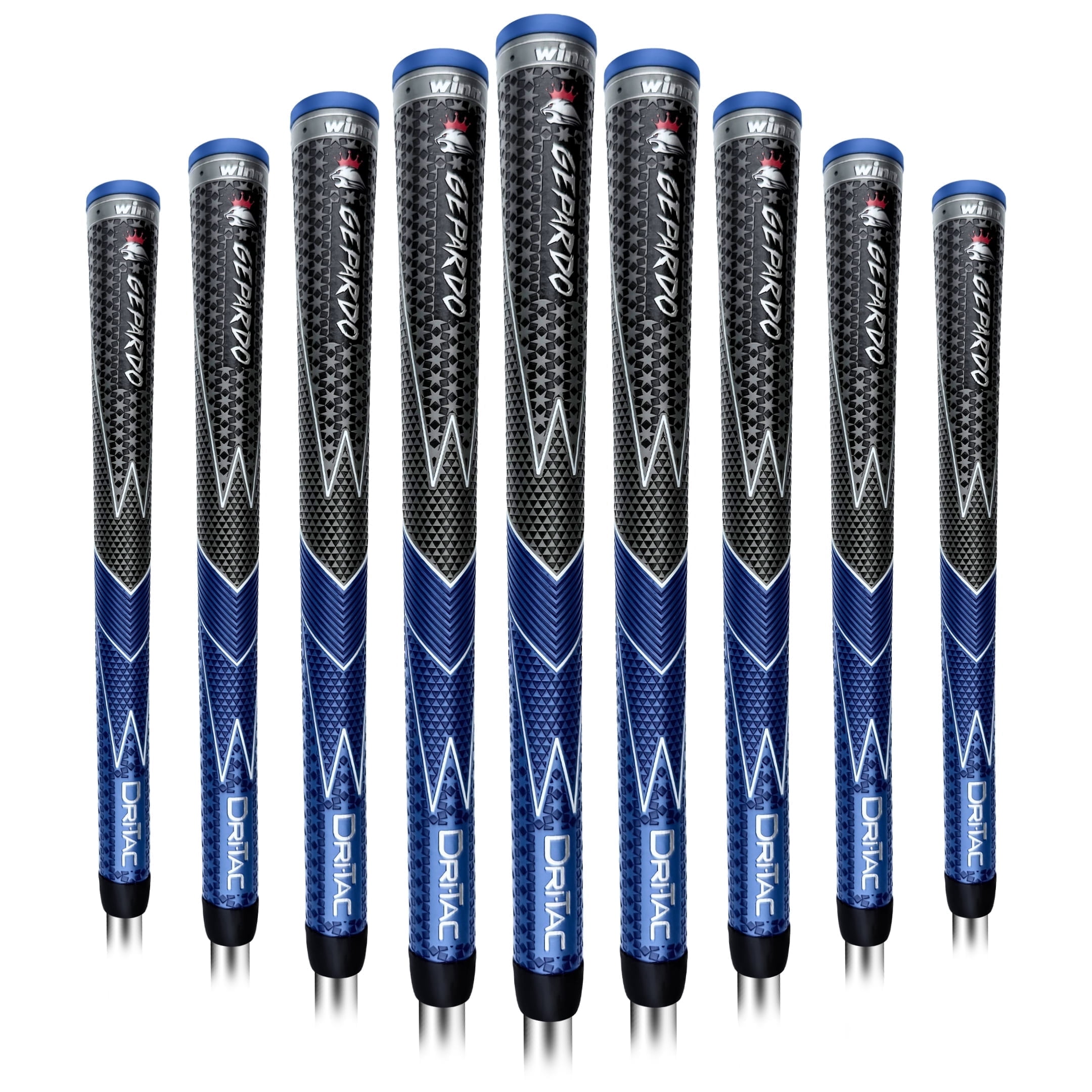GEPARDO DRI-TAC MIDSIZE Golf Grip by Winn SET 9- GD-6WG-GBL, Non-Slip  Cushioned Comfort, Moisture-Wicking, Shock Absorption, AVS Tech, Hand Alignment & Lighter Grip
