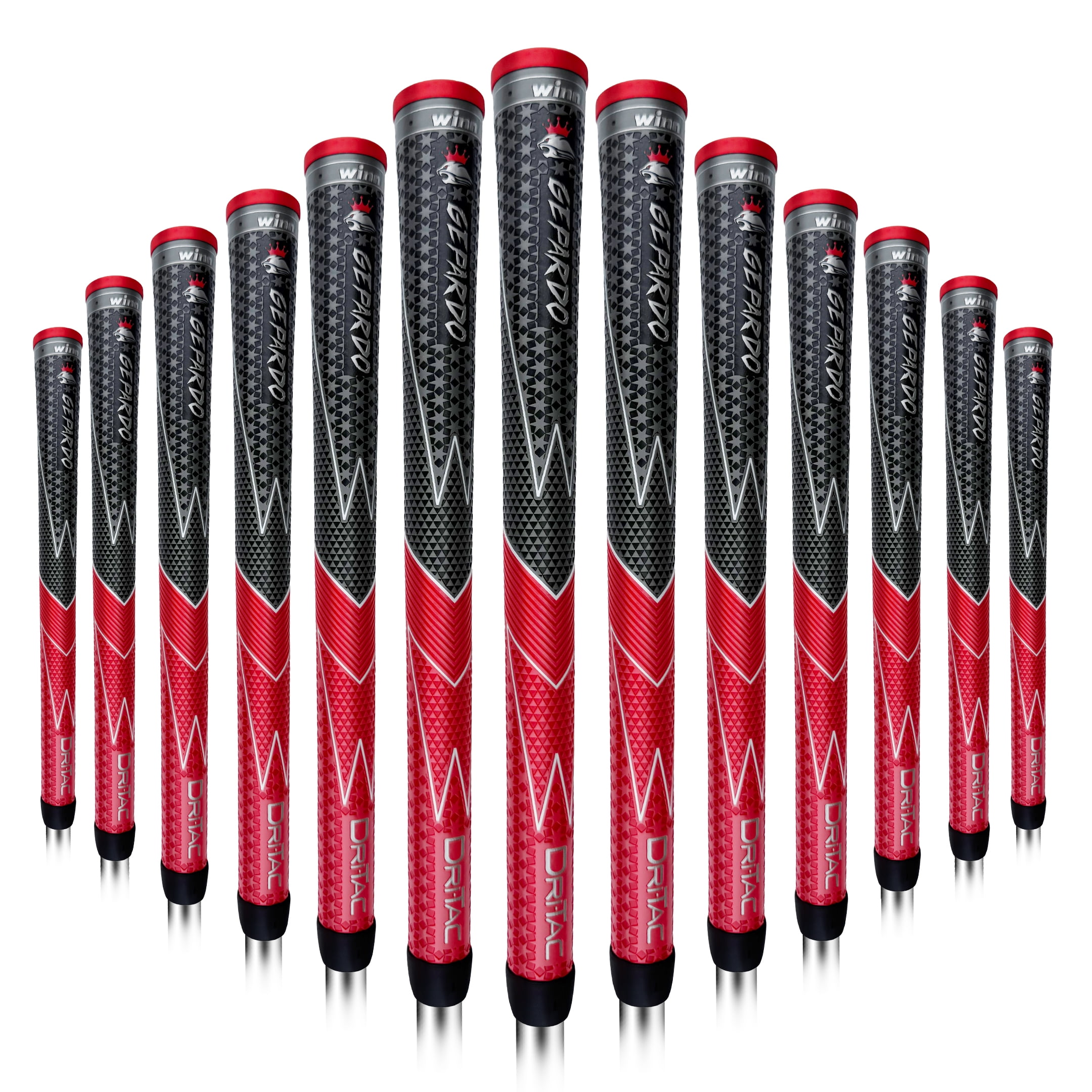 GEPARDO DRI-TAC STANDARD Golf Grip SET OF 13 by Winn Moisture-Wicking & Shock Absorption, GD-5WG-GRD- Red, Hand Alignment & Lighter Grip Pressure, Tacky in All Weather, High-Performance Polymer