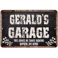 thumbnail image 1 of GERALD'S Garage Black Grunge Sign 16 x 24 Matte Finish Metal 116240005283, 1 of 1