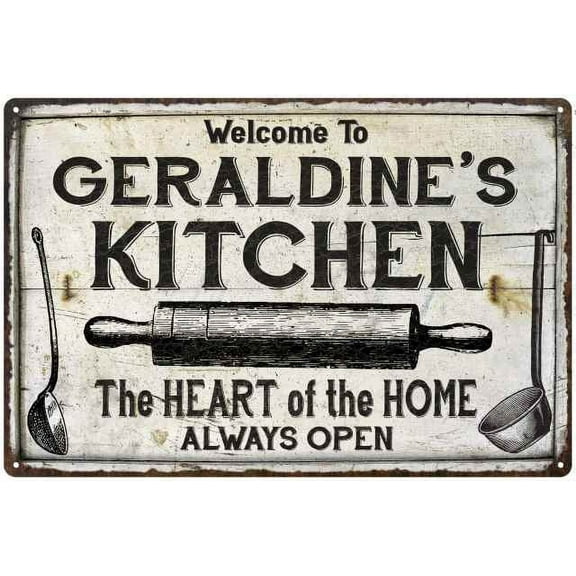 GERALDINE'S Kitchen Farmhouse Sign Gift 8x12 Metal 108120033164