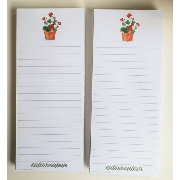 GERANIUMS Refrigerator Notepads - SET OF TWO PADS