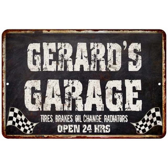 GERARD'S Garage Black Grunge Sign 8x12 Decor Gift 108120005284