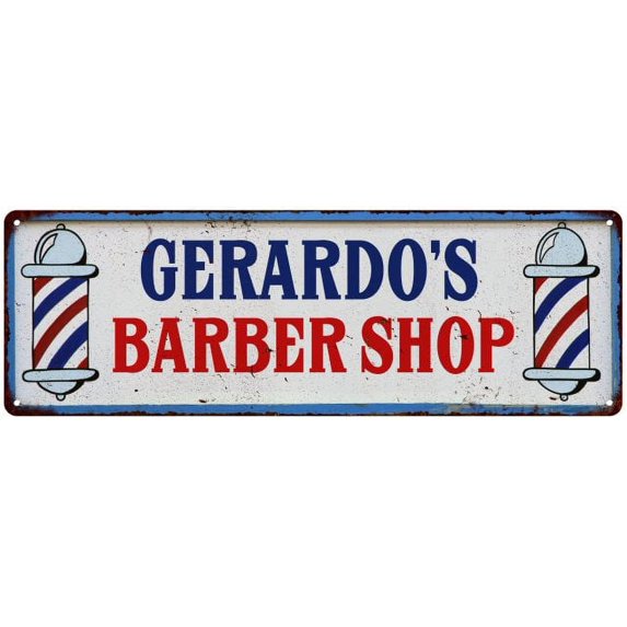 GERARDO'S Barber Shop Hair Salon Gift Metal Sign Retro 6x18 206180031190