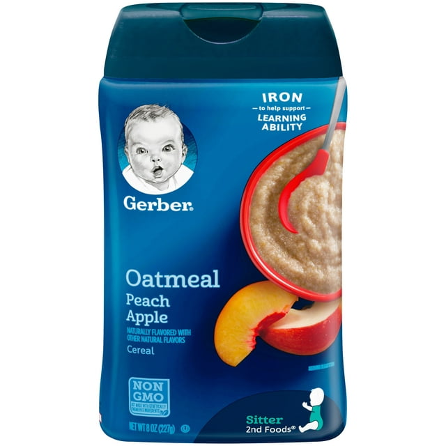 GERBER Oatmeal and Peach Apple Baby Cereal 8 oz