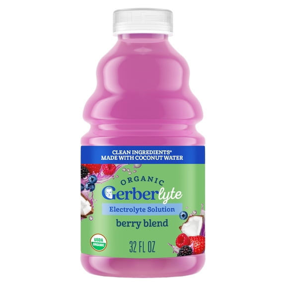Gerberlyte, Organic Electrolyte Solution, Berry Blend, Kids Electrolytes for Rehydration 32 fl oz