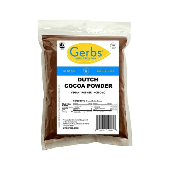 GERBS Dutch Cocoa Powder, 2 lbs Bag, Top 14 Food Allergen Free, Non GMO, Vegan