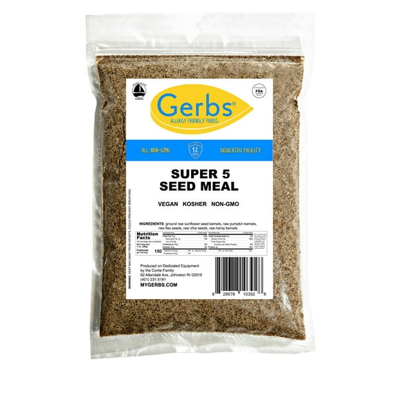 GERBS Ground Super Five Seed Meal, 16 ounce Bag, Top 14 Food Allergy Free, Non GMO -Vegan, Keto, Paleo Friendly