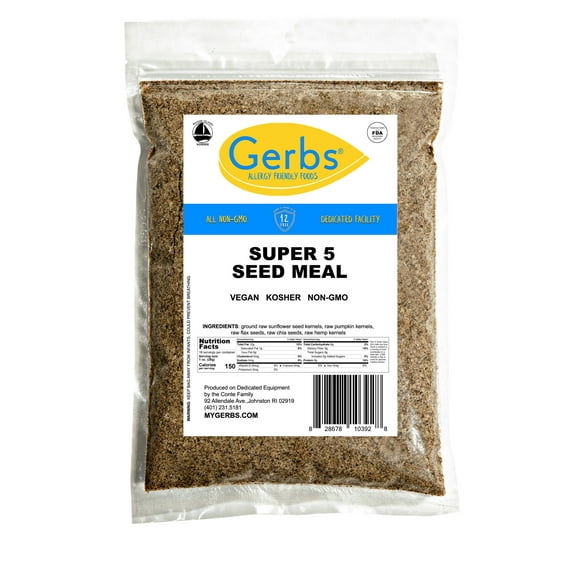 GERBS Ground Super Five Seed Meal, 16 ounce Bag, Top 14 Food Allergy Free, Non GMO -Vegan, Keto, Paleo Friendly