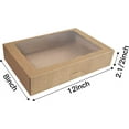 thumbnail image 1 of GEREMF-15-Pack Brown Pastry Box12x8x2.5inch,Large Bakery Cookie Box for Donuts,Muffins with Window Lid - Auto-Pop up Paper Box Doughnut Cardboard Chocolate Strawberries Treat Boxes,Pack of 15, 1 of 3