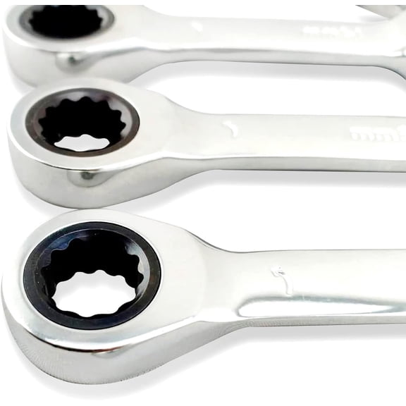 GEREMF-19mm Stubby Ratchet Wrench, Short Combination Ratcheting Wrench, Mini Open End Spanner, Small Metric Home Tools for Repair Bicycle