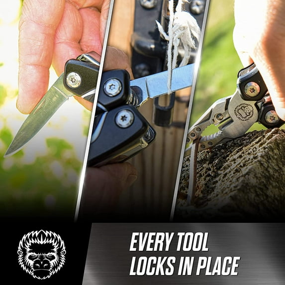 GEREMF-3 Piece Pocket Multitool Gift Set for Him-Stainless Steel Survival Multi Tool for Men - Clip to Belt & Backpack - Utility Knife Multitool, Pliers & Pocket Knife - Hiking, Camping & Fishing