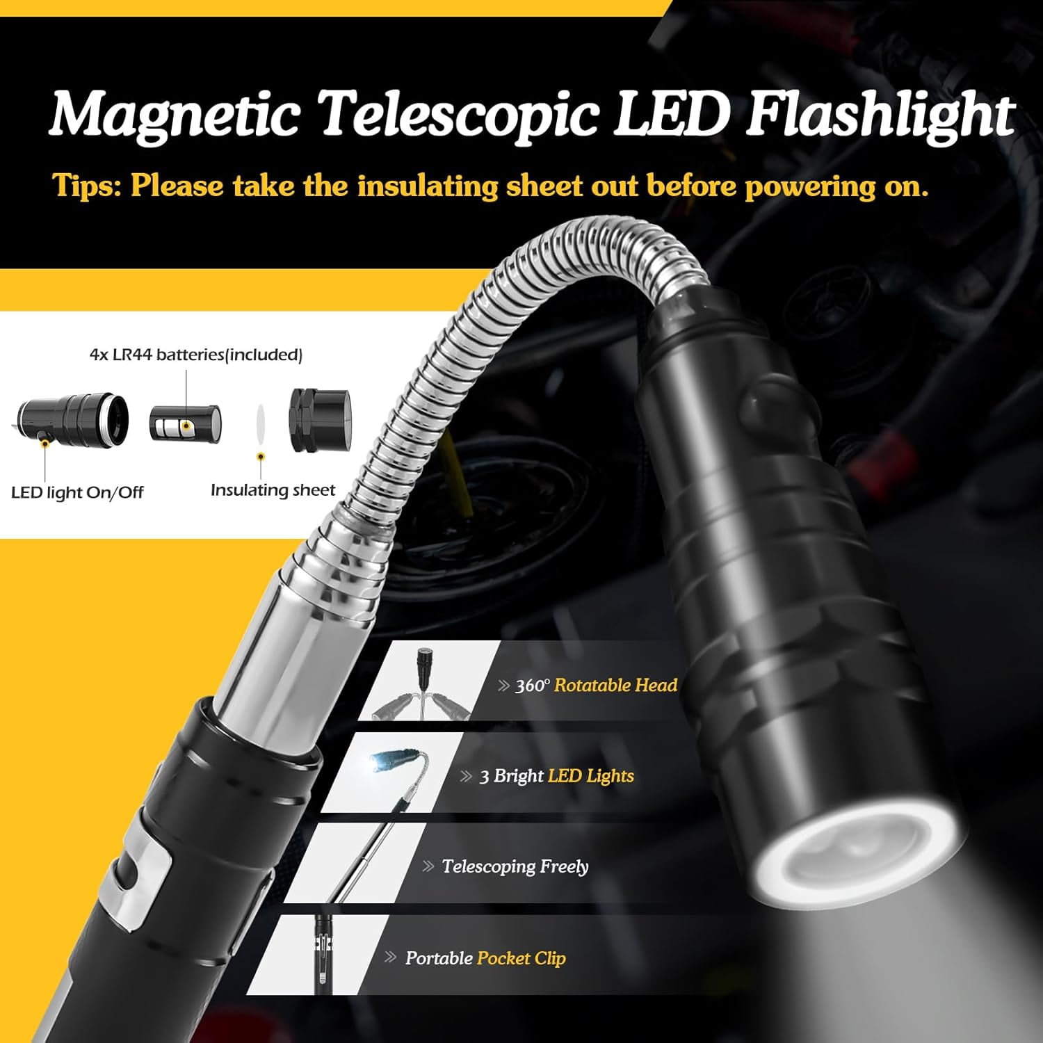 Tensor Flashlight GEREMF-360° Flexible Magnetic Flashlight, 32