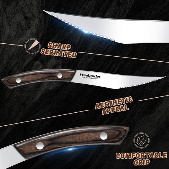 GEREMF-4-Piece Pizza Knife Cutter Set, Sharp Serrated Stainless Steel ...