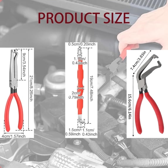 GEREMF-Automotive Electrical Disconnect Pliers Kit, Upgraded High-Carbon Steel Connector Release Tool Set with Straight & Angled Pliers and Terminal Removal Tool for Car Wiring Harness Repair