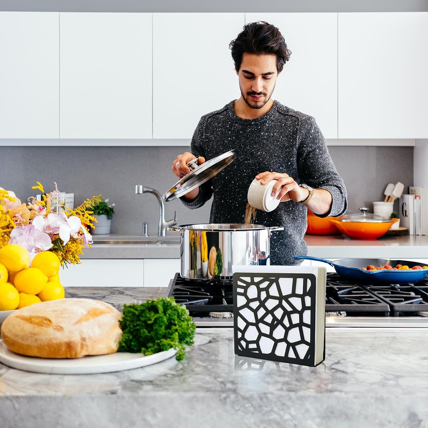 GEREMF-Metal Modern Abstract Grid Silhouette Tabletop Napkin Holder For ...