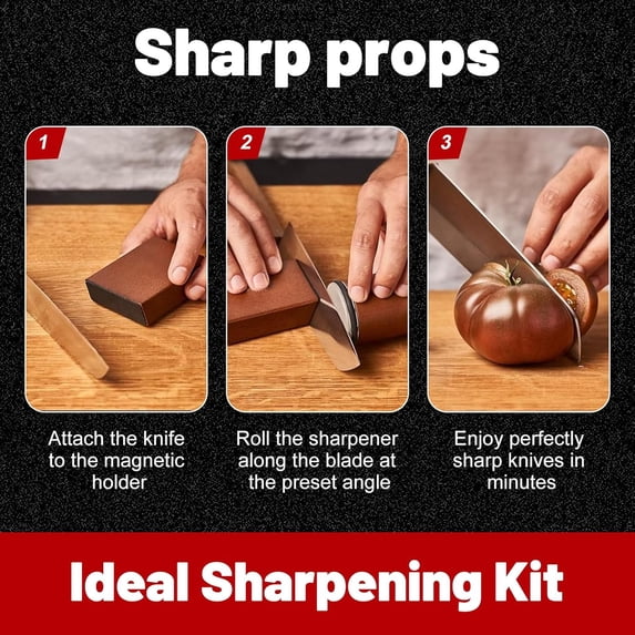 GEREMF-Rolling Knife Sharpening Kit for Women Men - Sharp Kitchen Tool to Sharpen Blades, Easy Rolling Disc Sharpener, knife sharpening made easy - knife sharpener tool for kitchen