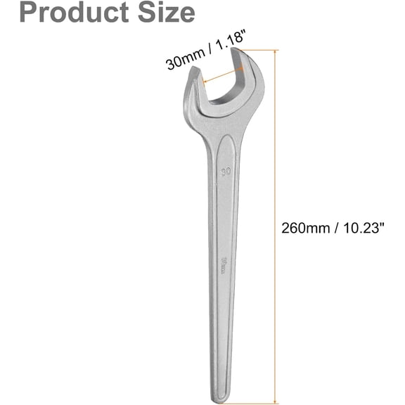GEREMF-Single Open Ended Spanner Wrench, 30mm, Thicken CR-V Steel Open End Wrench Tool for for Automotive Repair and Furniture Assembly, Grey
