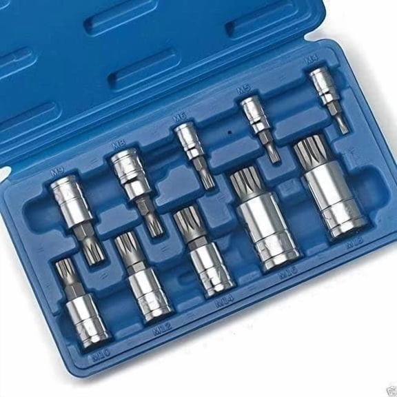 GEREMF-XZN Triple Square Spline Bit Socket Set, S2 Steel | 10-Piece Set