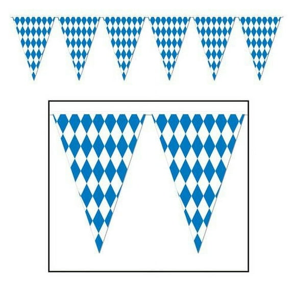 GERM 17" Oktoberfest Durable Plastic blue and white Pennant Banner Decoration